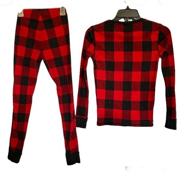 OLD NAVY Pajama Set Checkered Plaid Unisex Kids X boys girls Large 12 - Picture 1 of 8